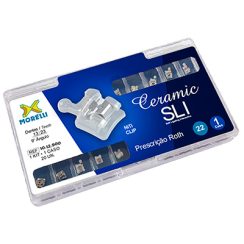 Kit de Bráquetes 01 caso Prescrição Roth Ceramic SLI .022" Can.9° Ang. Gancho Can./Prés
