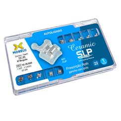 Kit de Bráquetes 01 caso Prescrição Roth Ceramic SLP .022" Can.9° Ang. Gancho Can./Prés